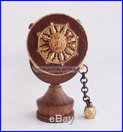 11.5 Copper with Gold Gilded Tibetan Buddhism Hand Held Prayer Wheel from Nepal
