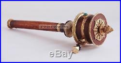 11.5 Copper with Gold Gilded Tibetan Buddhism Hand Held Prayer Wheel from Nepal
