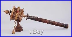 14 Copper with Gold Plated Tibetan Buddhism Hand Held Prayer Wheel from Nepal