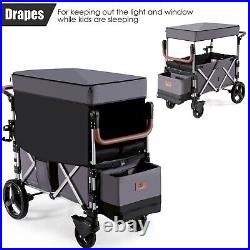 2 Passenger Push Pull Stroller Wagon Twin Stroller Wagon withRemovable Canopy