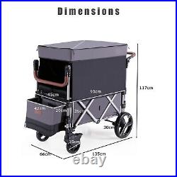 2 Passenger Push Pull Stroller Wagon Twin Stroller Wagon withRemovable Canopy