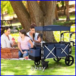 2 Passenger Push Pull Stroller Wagon Twin Stroller Wagon withRemovable Canopy