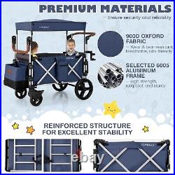 2 Passenger Push Pull Stroller Wagon Twin Stroller Wagon withRemovable Canopy