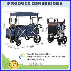 2 Passenger Push Pull Stroller Wagon Twin Stroller Wagon withRemovable Canopy