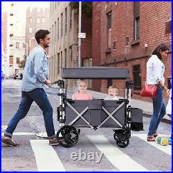 2 Passenger Push Pull Stroller Wagon Twin Stroller Wagon withRemovable Canopy