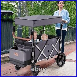 2 Passenger Push Pull Stroller Wagon Twin Stroller Wagon withRemovable Canopy