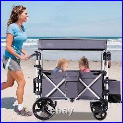 2 Passenger Push Pull Stroller Wagon Twin Stroller Wagon withRemovable Canopy