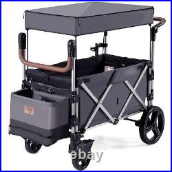 2 Passenger Push Pull Stroller Wagon Twin Stroller Wagon withRemovable Canopy