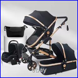 3 in 1 Newborn Pram Baby Folding Pushchair Travel System with Car Seat and Bag