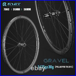 700C Carbon Gravel Road Bike Wheelset Disc Brake 35mm Clincher Tubeless 12x142mm