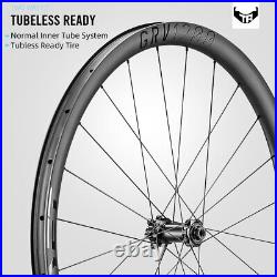 700C Carbon Gravel Road Bike Wheelset Disc Brake 35mm Clincher Tubeless 12x142mm