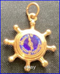 A New 19.25 Kt Rose Gold Enameled Ships Wheel Charm From Portugal. #03-014