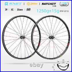 Asymmetric 29in MTB Carbon Fibre Bike Wheels 35mm 36T Ratchet Clincher Tubeless