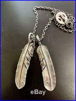Authentic Goro's Silver Turquoise Feather / Eagle Claw / Wheel F/S from JAPAN