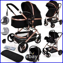 Baby Buggy Pram Car Seat Included 3 in 1 Travel System Pushchair Reversible