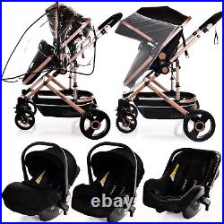 Baby Buggy Pram Car Seat Included 3 in 1 Travel System Pushchair Reversible