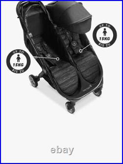 Baby Jogger City Tour 2 Double Travel Pushchair Lightweight Pitch Black