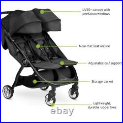 Baby Jogger City Tour 2 Double Travel Pushchair Lightweight Pitch Black