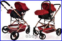 Baby Pram Buggy Car Seat 3 in 1 Travel System Pushchair One Size Fits All
