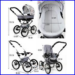 Baby Pram Buggy Classic Retro Pushchair Car Seat Carrycot Newborns From Birth