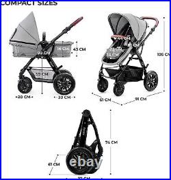 Baby Pram With Car Seat Baby Pushchair Foldable with Infant Car Seat 3 in 1 Set