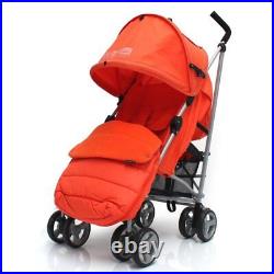 Baby Stroller Zeta Vooom Orange With XXL Large Padded Footmuff Pushchair Liner