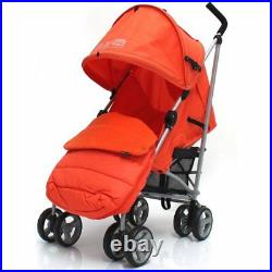Baby Stroller Zeta Vooom Orange With XXL Large Padded Footmuff Pushchair Liner