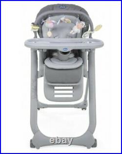 Chicco Polly Magic Relax Highchair GRAPHITE 4Wheel Suitable From Birth