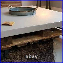 Concrete effect industrial coffee table. Made bespoke from wood and microcement