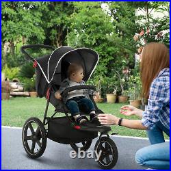 HOMCOM Foldable Three-Wheeler Baby Stroller with Sun Canopy, Storage