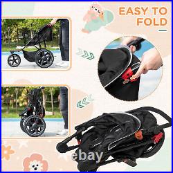 HOMCOM Foldable Three-Wheeler Baby Stroller with Sun Canopy, Storage