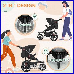 HOMCOM Foldable Three-Wheeler Baby Stroller with Sun Canopy, Storage