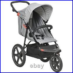 HOMCOM Foldable Three-Wheeler Baby Stroller with Sun Canopy, Storage Grey