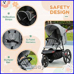 HOMCOM Foldable Three-Wheeler Baby Stroller with Sun Canopy, Storage Grey