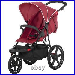 HOMCOM Foldable Three-Wheeler Baby Stroller with Sun Canopy, Storage Red