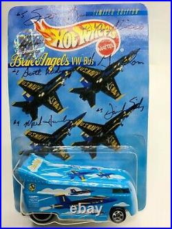 HOT WHEELS VW DRAG BUS BLUE ANGELS from the Larry Wood Collection signed