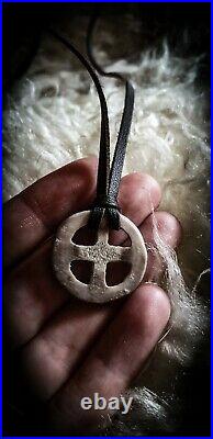 Handmade Witchy Reindeer antler Sun Odin Cross Wheel Necklace Pagan From Norway