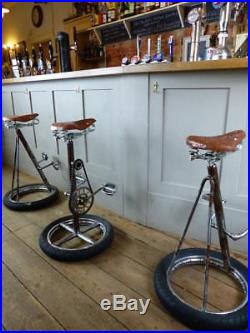 Handmade reclaimed from vintage bicycle parts Wheel base Bar Stool