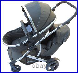 Hauck Duett 2 Pushchair Tandem Adjustable Back/Foot Rests Seats 2 Black. H