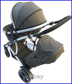 Hauck Duett 2 Pushchair Tandem Adjustable Back/Foot Rests Seats 2 Black. H