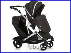 Hauck Duett 2 Pushchair Tandem Adjustable Back/Foot Rests Seats 2 Black. H