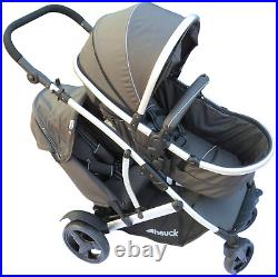 Hauck Duett 2 Pushchair Tandem Adjustable Back/Foot Rests Seats 2 Black. H