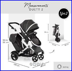 Hauck Duett 2 Tandem Pushchair (Black) Double Stroller for Baby and Toddler