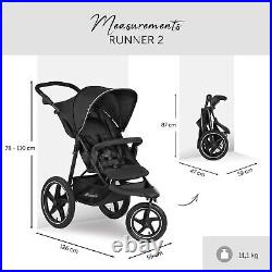 Hauck Runner 2 Black 3 Wheeler Air Pushchair Pram Buggy Jogger All Terrain