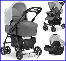 Hauck shopper trio 3 in1 pushchair buggy pram carseat carrycot Grey Set Upto 4YS