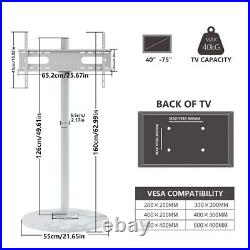 Heavy Duty Steel TV Stand Floor Standing Swivel TV Mount with360° Caster Wheels UK