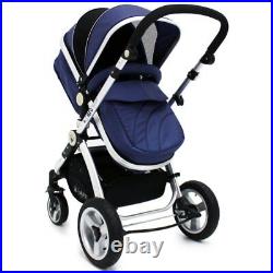 ISafe 3 in 1 Pram Travel System Navy (Dark Blue) With Carseat & Raincover