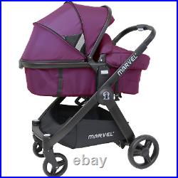 ISafe Marvel 3 in 1 Complete Pram Travel System Pushchair and Carseat Marrone