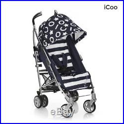 Icoo Pluto Pushchair Stroller Silver Navy White From Birth Swivel Wheel