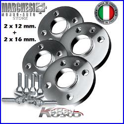 Kit 4 Spacers Wheels 12+16 Mm. Fiat 500 Abarth 595 From 2008- With Bolts